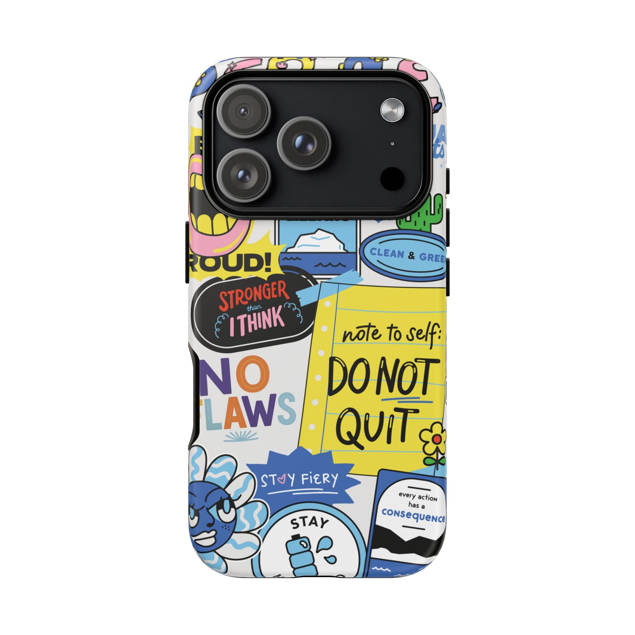 Sticker Collage Phone Case — Motivational "Do Not Quit" Protective Cover