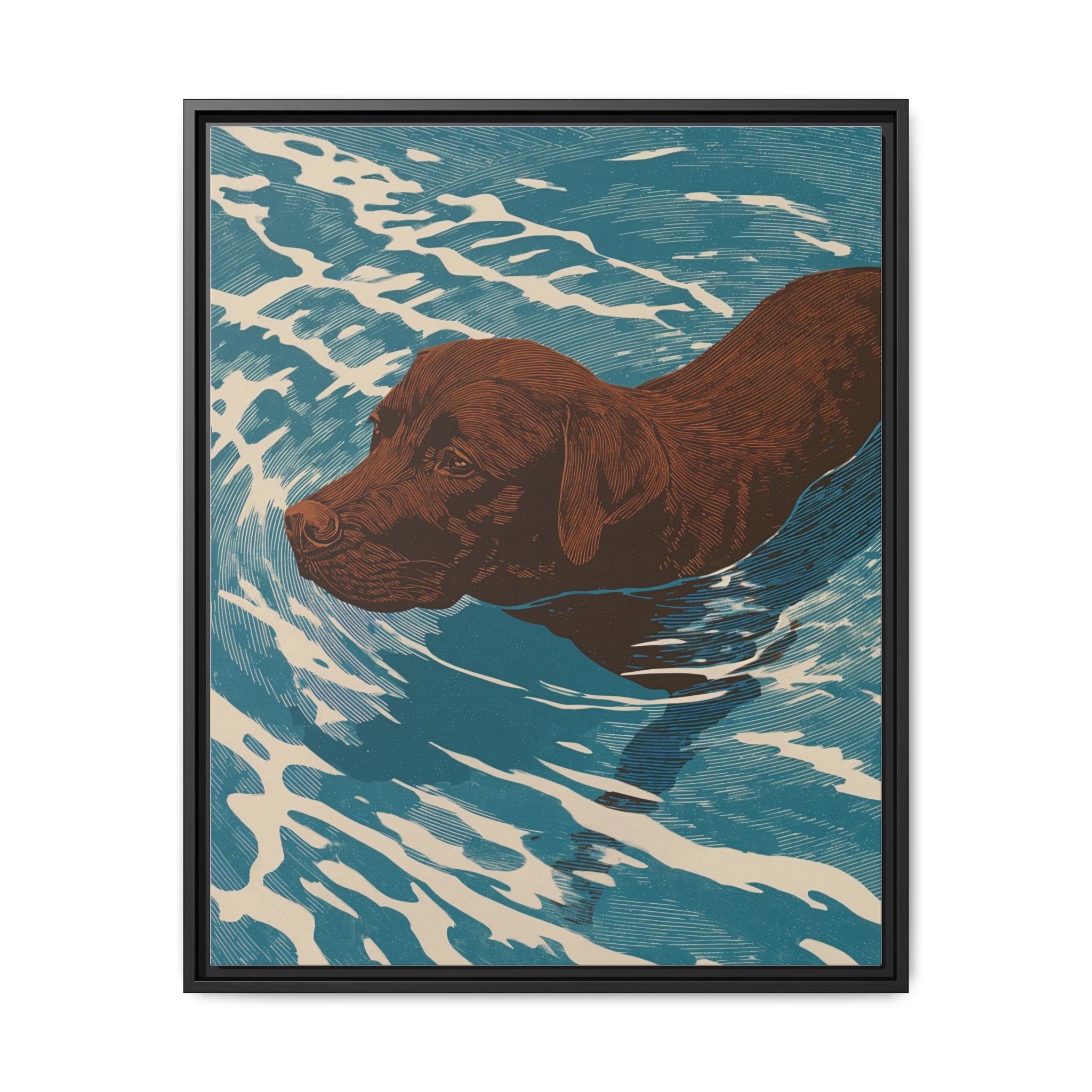 Swimming Chocolate Lab
