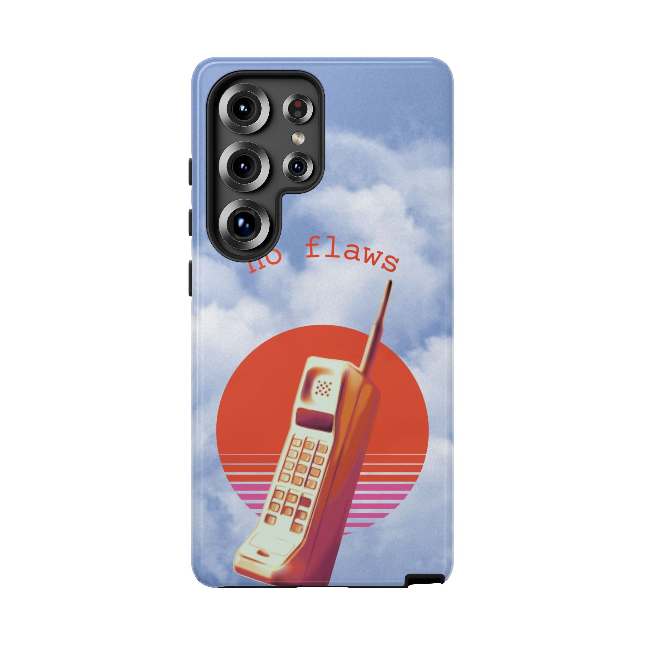 Retro “No Flaws” Phone Tough Case — Vintage 90s Aesthetic Protective Phone Case