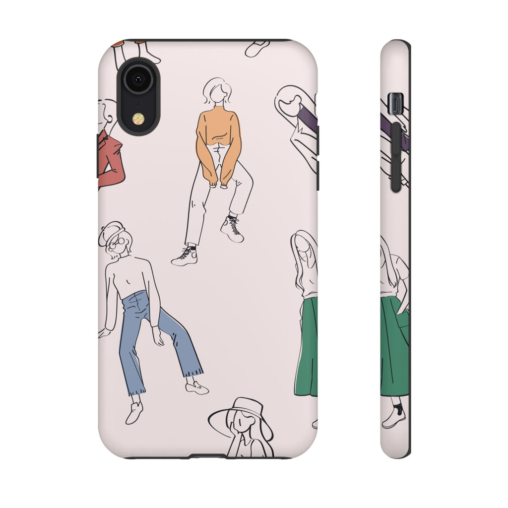 Dancing Women Pattern Phone Case — Chic Pastel Protective Phone Cover