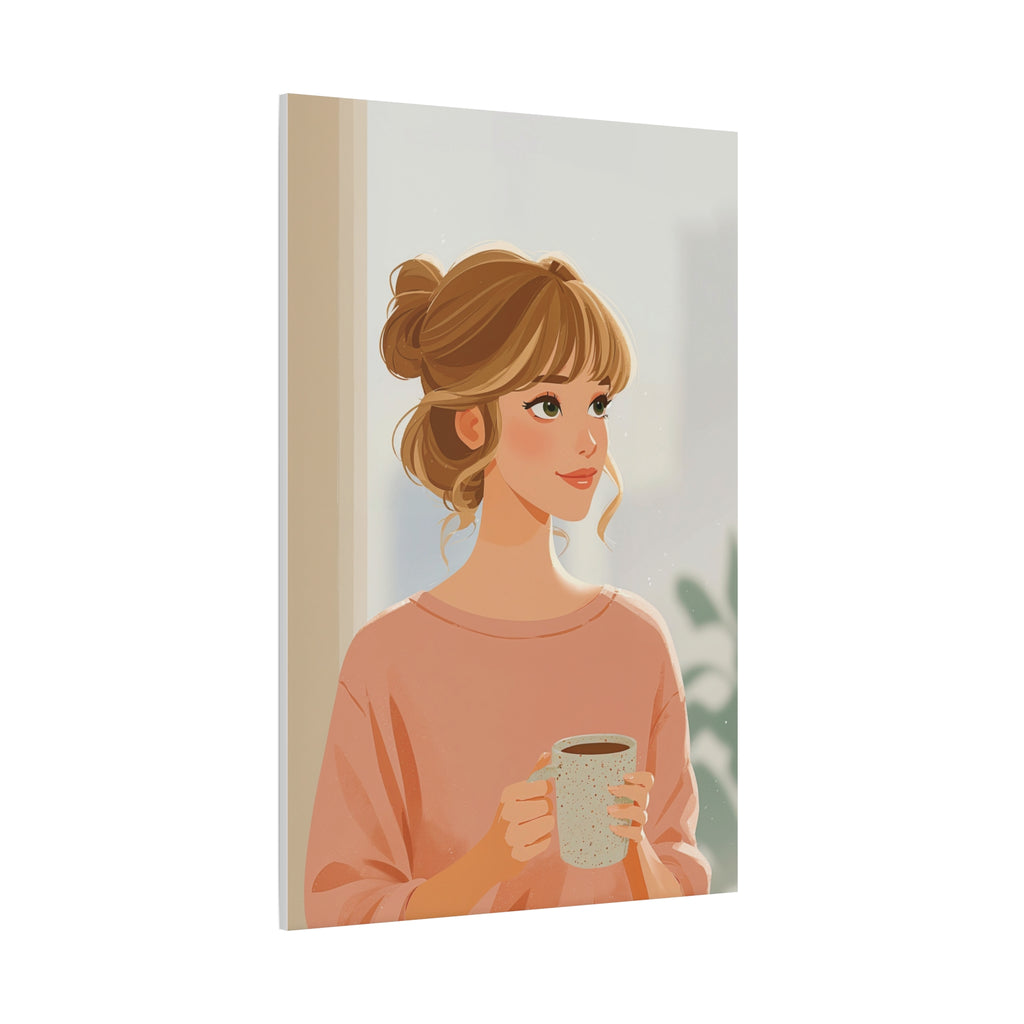 Portrait Canvas Print — Charming Woman Illustration Matte Stretched Wall Art