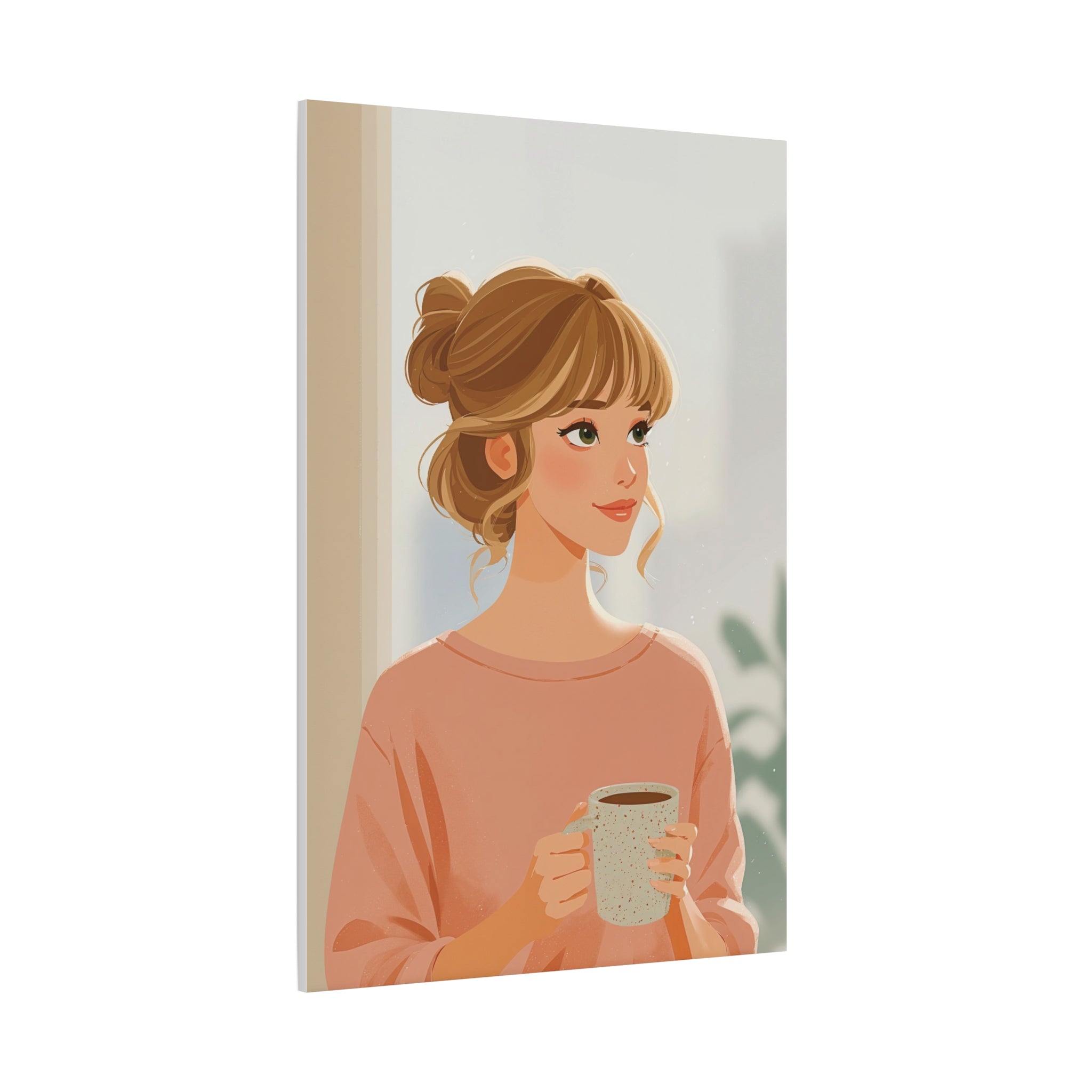 Portrait Canvas Print — Charming Woman Illustration Matte Stretched Wall Art