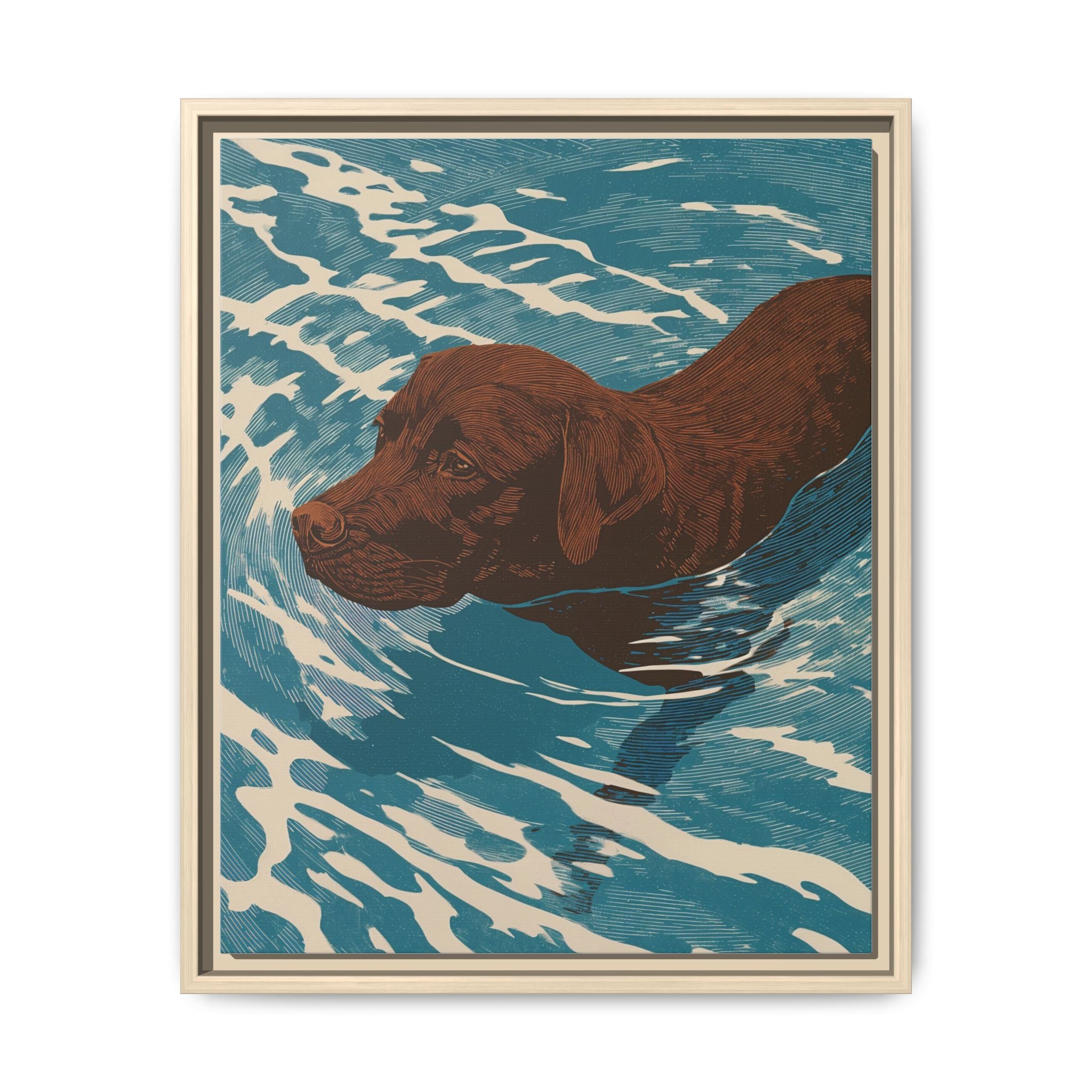 Swimming Chocolate Lab