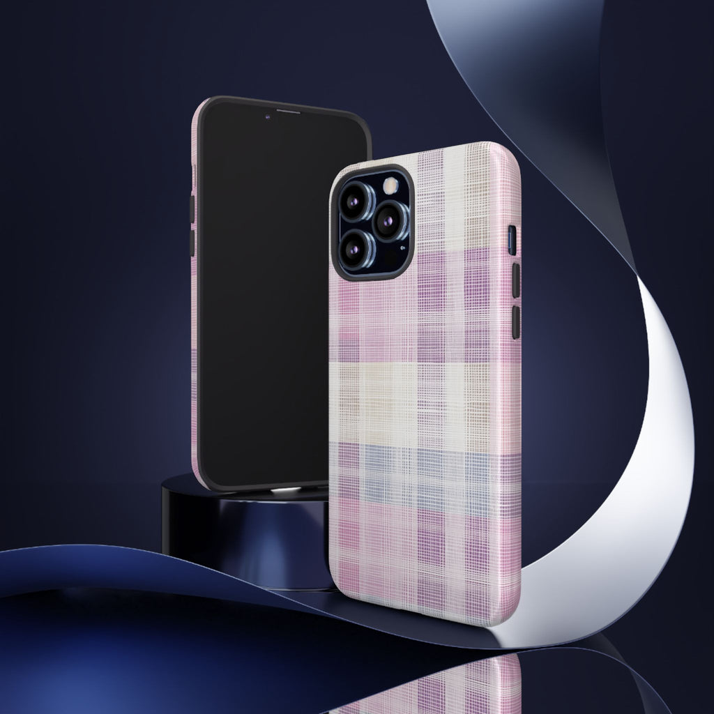 Pink Plaid Phone Case, Trendy Accessories, Birthday, Everyday Use, Tough Cases