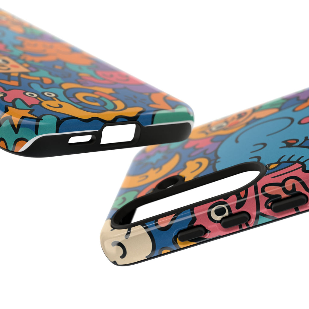 Colorful Doodle Phone Case — Cute Cartoon Animals & Characters
