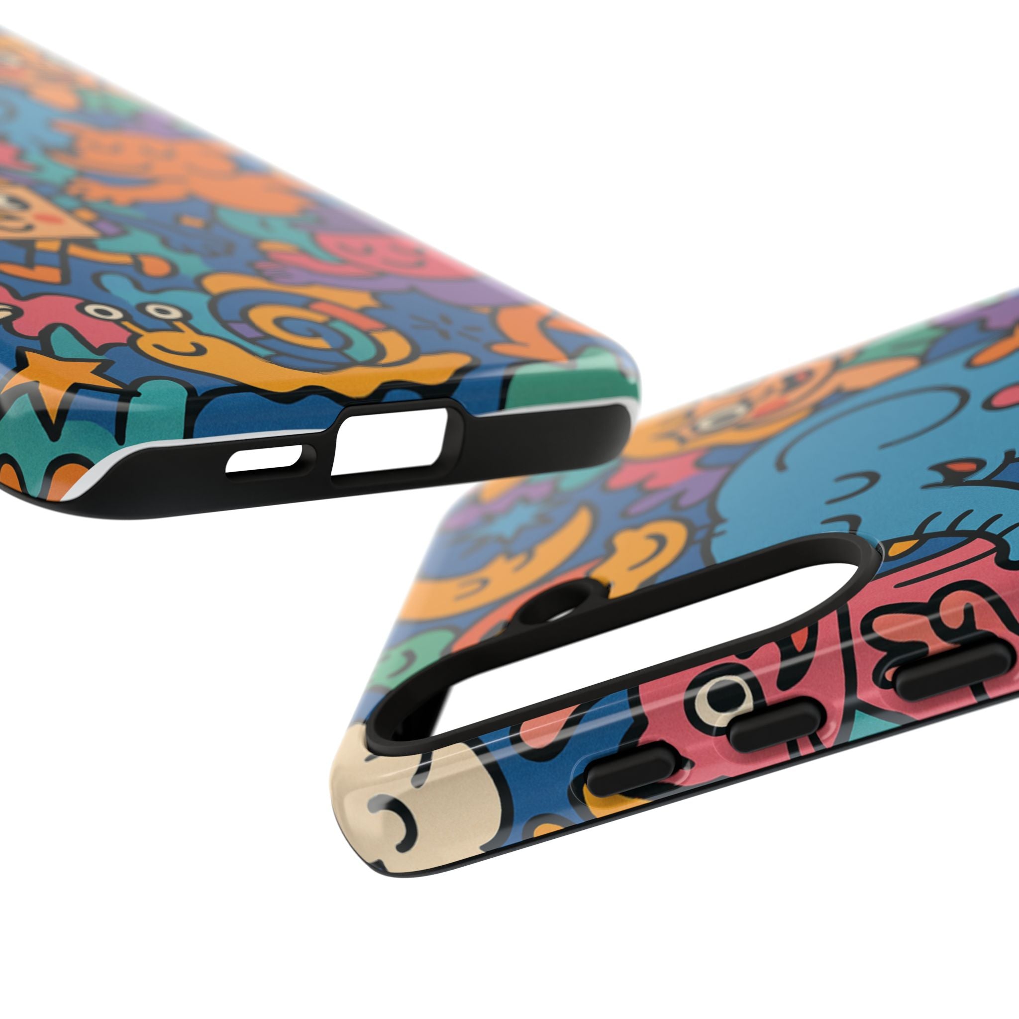 Colorful Doodle Phone Case — Cute Cartoon Animals & Characters