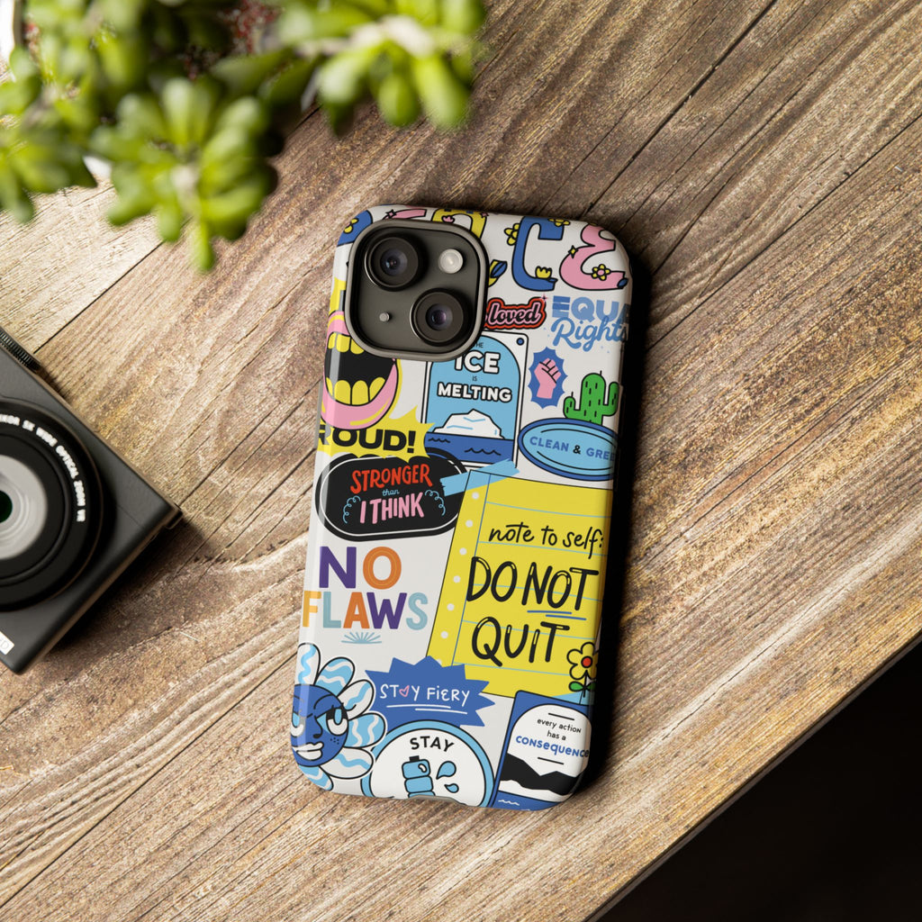 Sticker Collage Phone Case — Motivational "Do Not Quit" Protective Cover