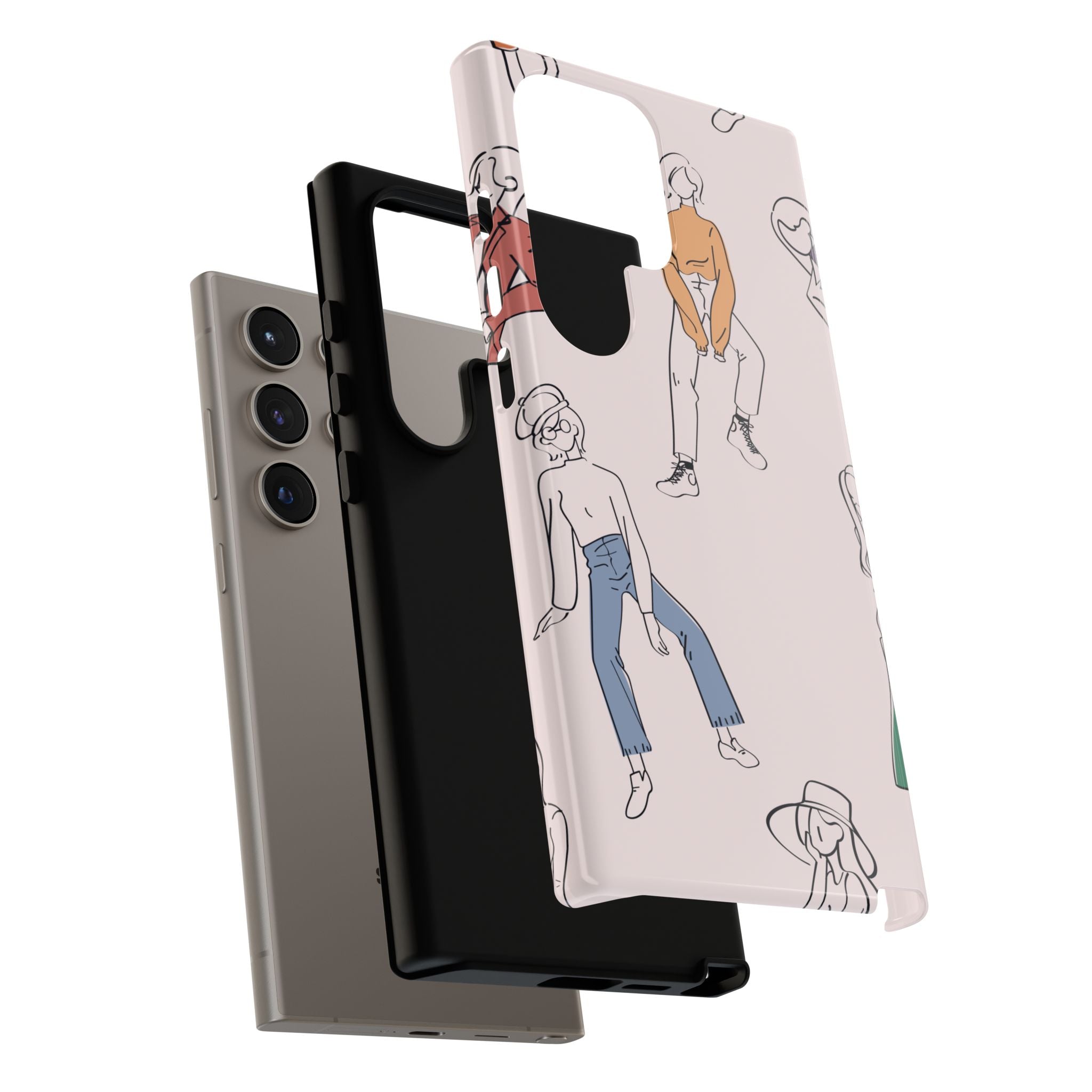 Dancing Women Pattern Phone Case — Chic Pastel Protective Phone Cover