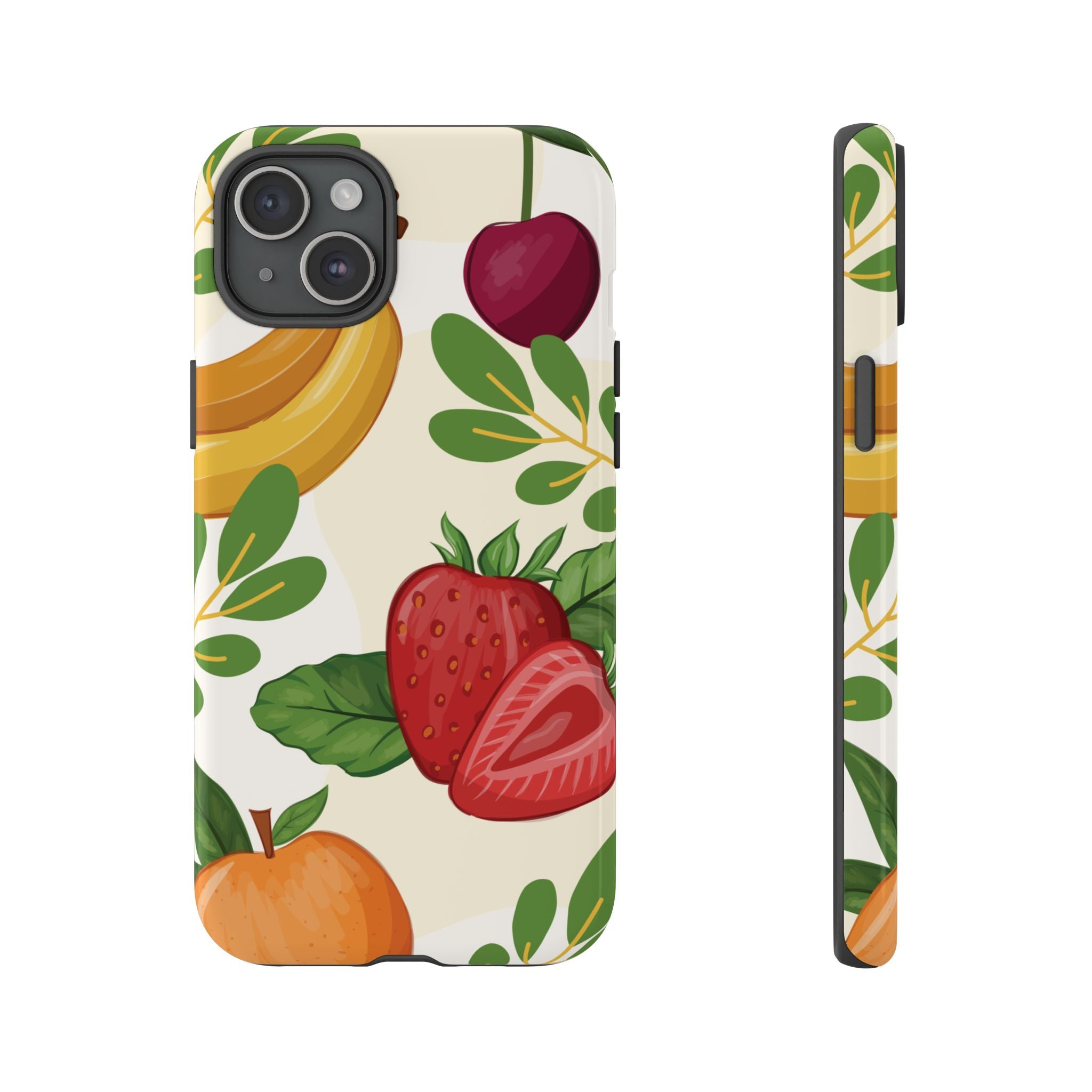 Fruit Pattern Tough Case — Floral Strawberry & Banana Phone Cover