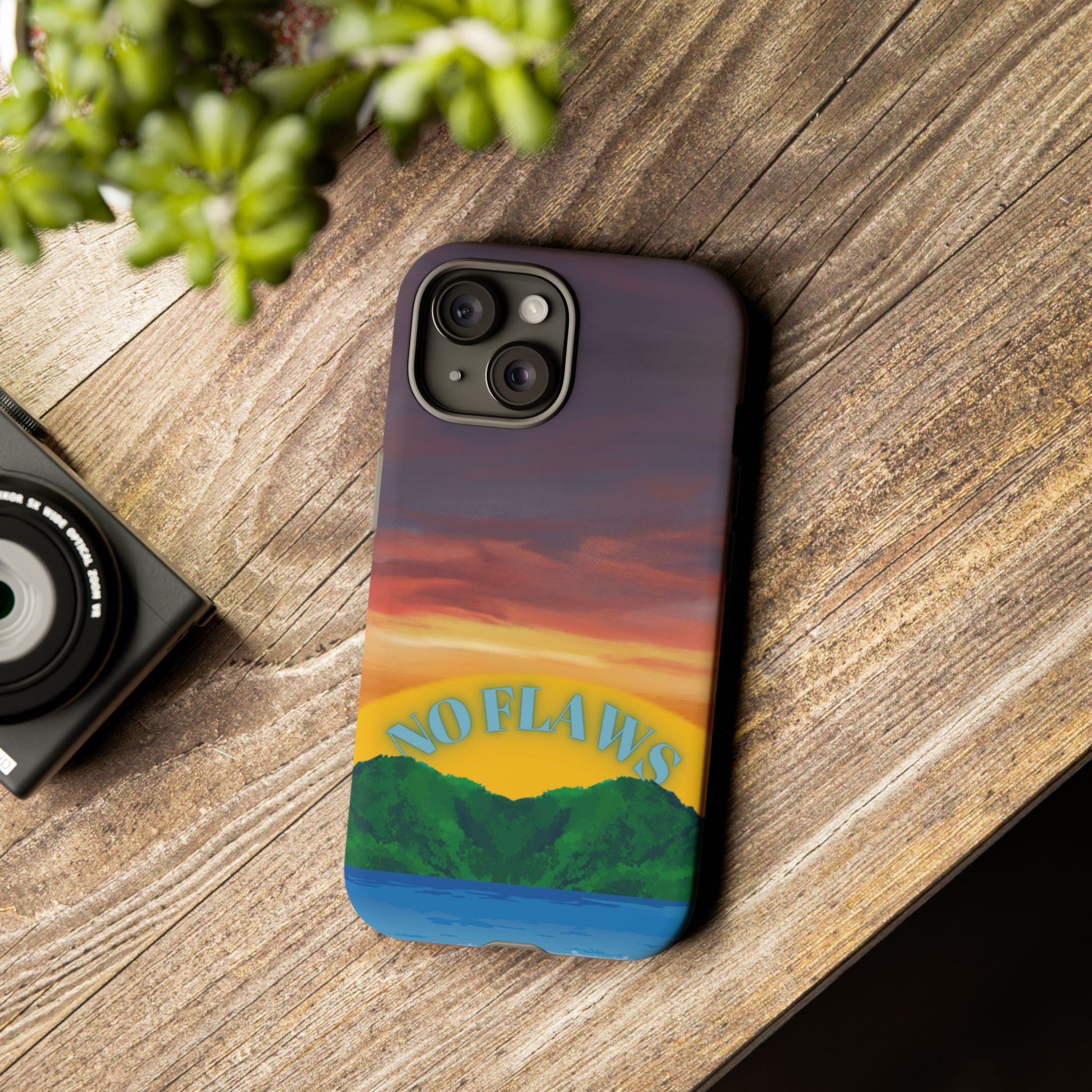 Sunset 'No Flaws' Tough Phone Case — Tropical Beach Protective Cover