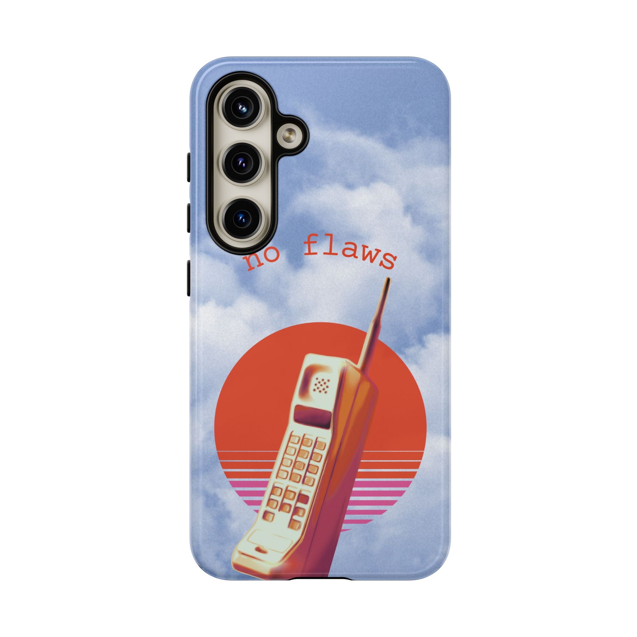Retro “No Flaws” Phone Tough Case — Vintage 90s Aesthetic Protective Phone Case