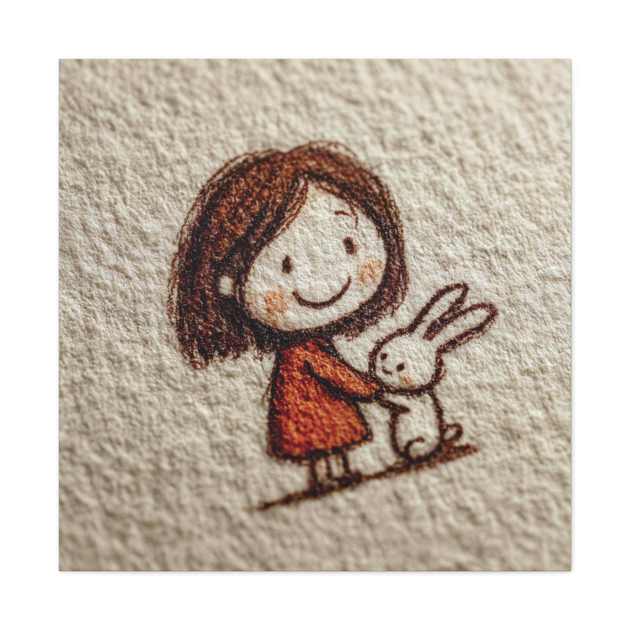 Cute Girl with Bunny Matte Canvas Wall Art – Stretched 1.25"