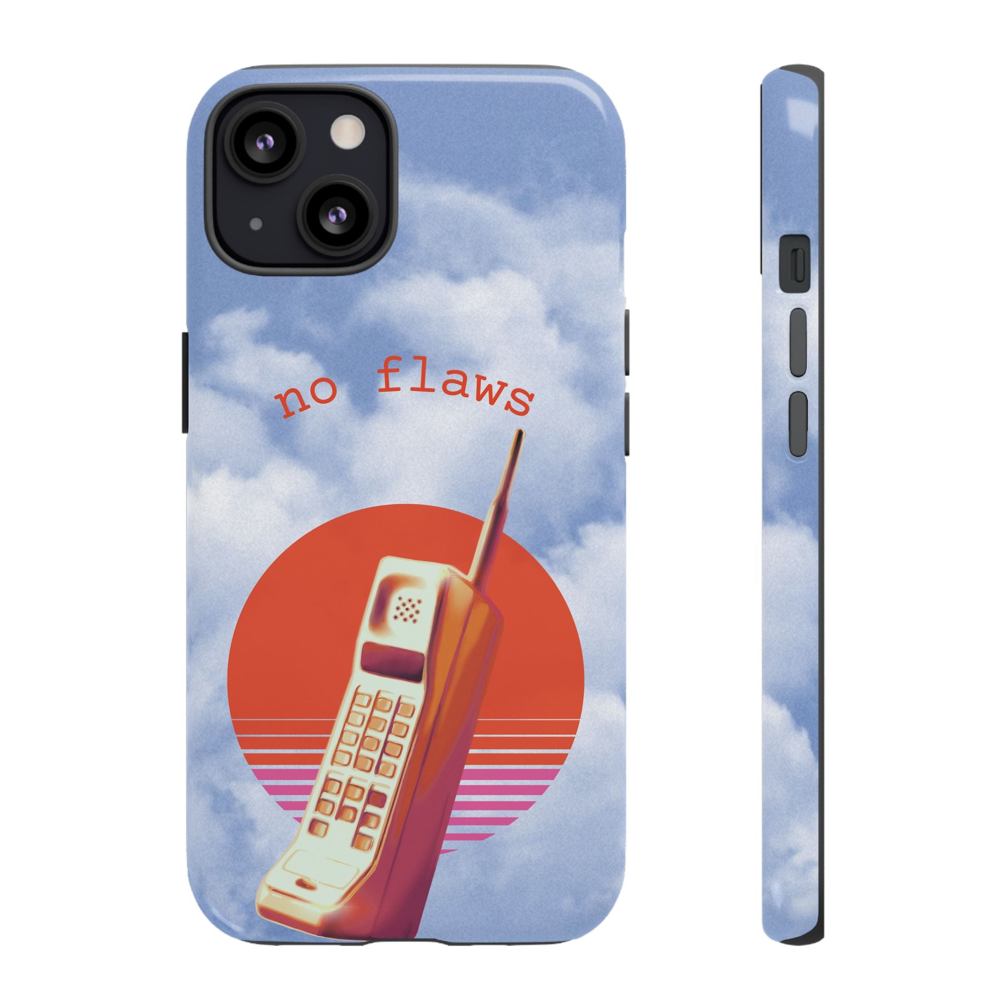 Retro “No Flaws” Phone Tough Case — Vintage 90s Aesthetic Protective Phone Case