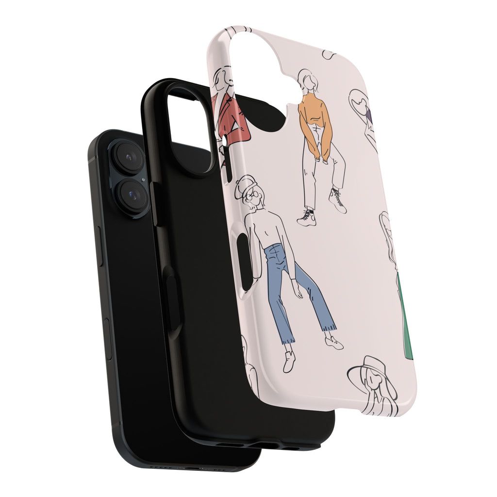 Dancing Women Pattern Phone Case — Chic Pastel Protective Phone Cover