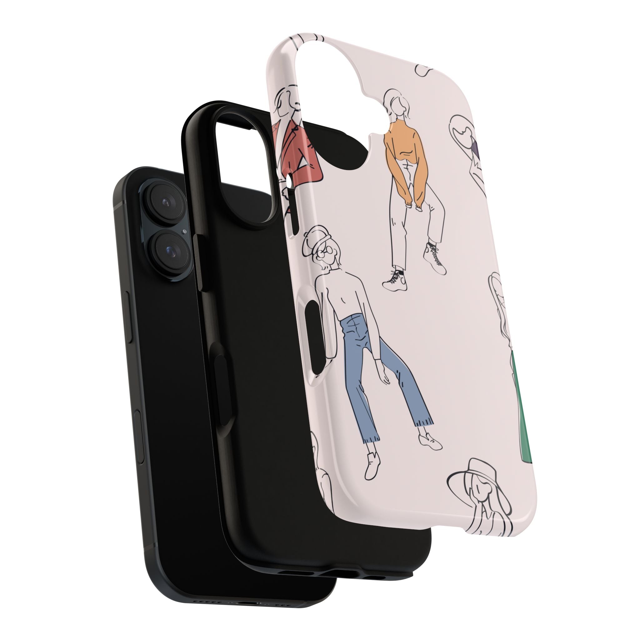 Dancing Women Pattern Phone Case — Chic Pastel Protective Phone Cover
