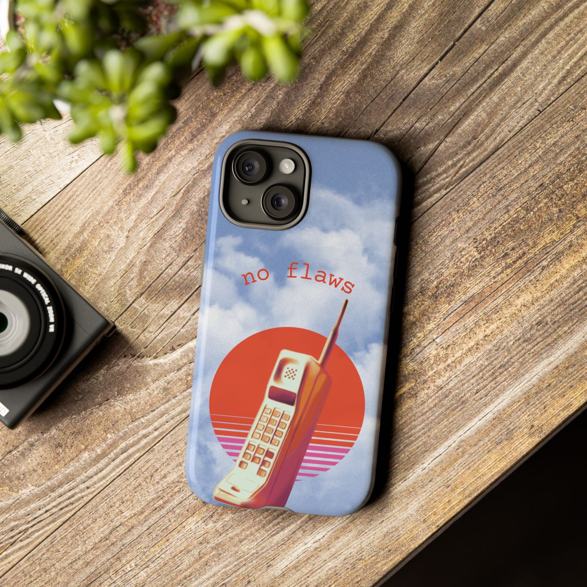 Retro “No Flaws” Phone Tough Case — Vintage 90s Aesthetic Protective Phone Case