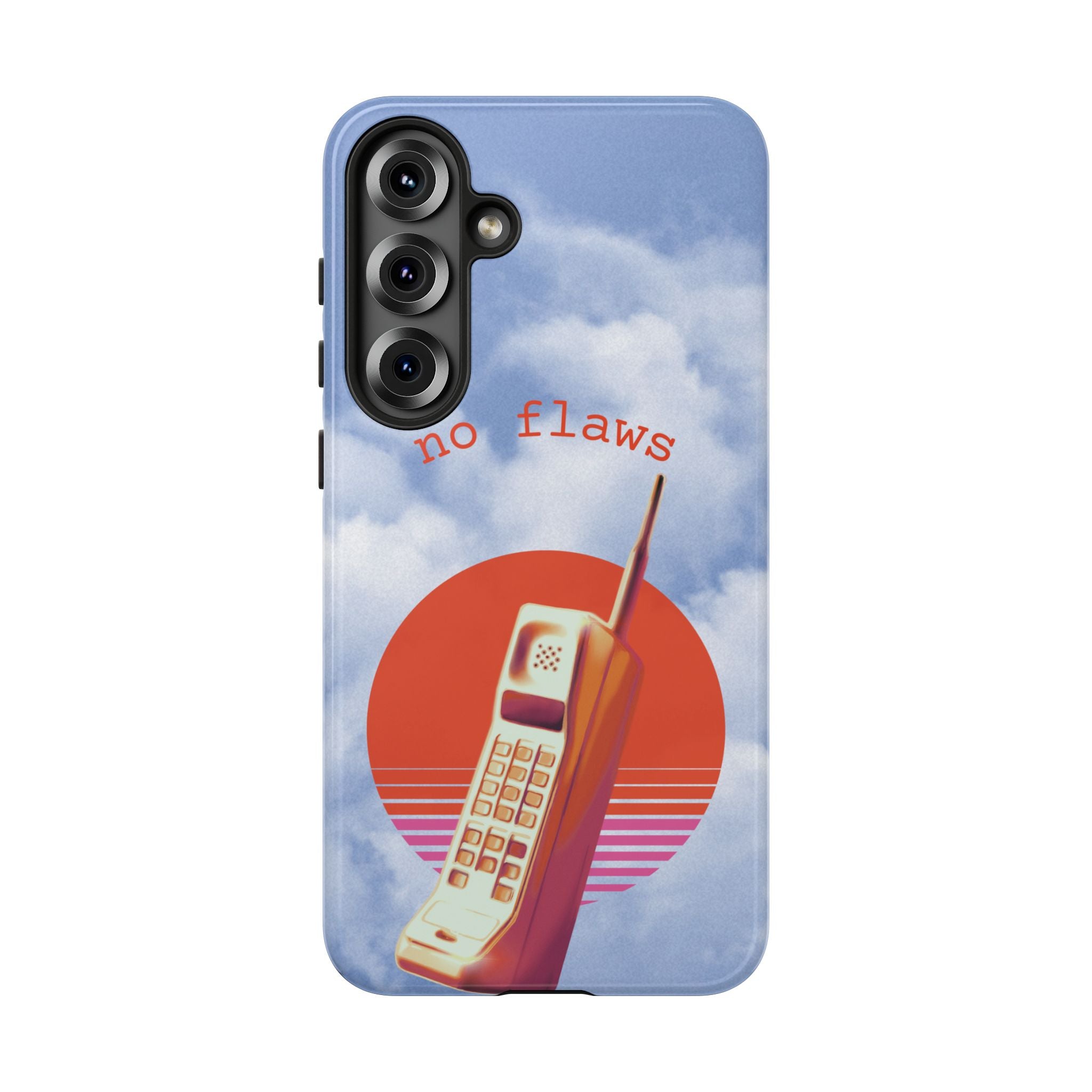 Retro “No Flaws” Phone Tough Case — Vintage 90s Aesthetic Protective Phone Case