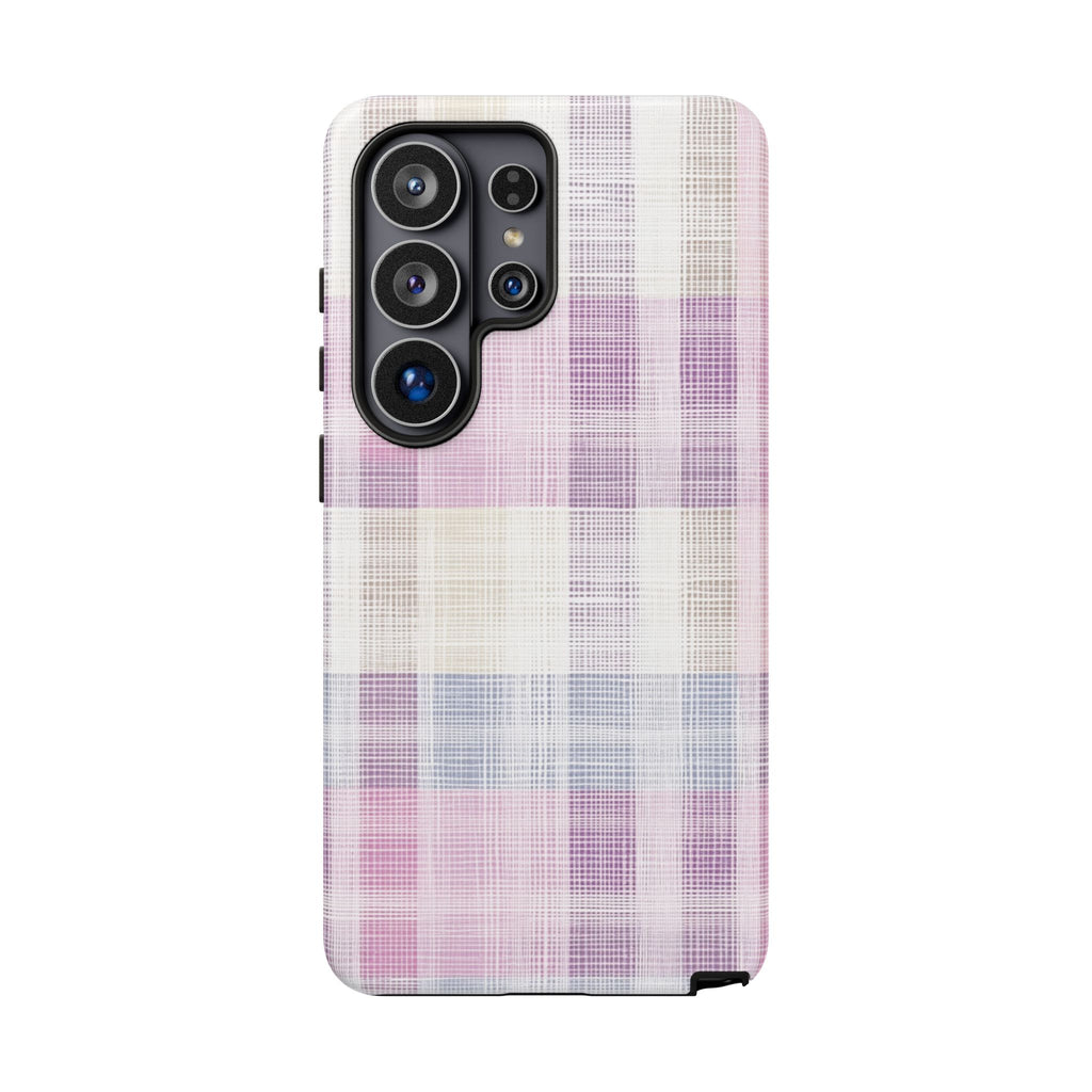 Pink Plaid Phone Case, Trendy Accessories, Birthday, Everyday Use, Tough Cases