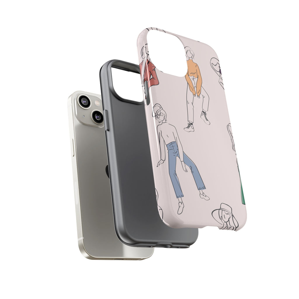 Dancing Women Pattern Phone Case — Chic Pastel Protective Phone Cover