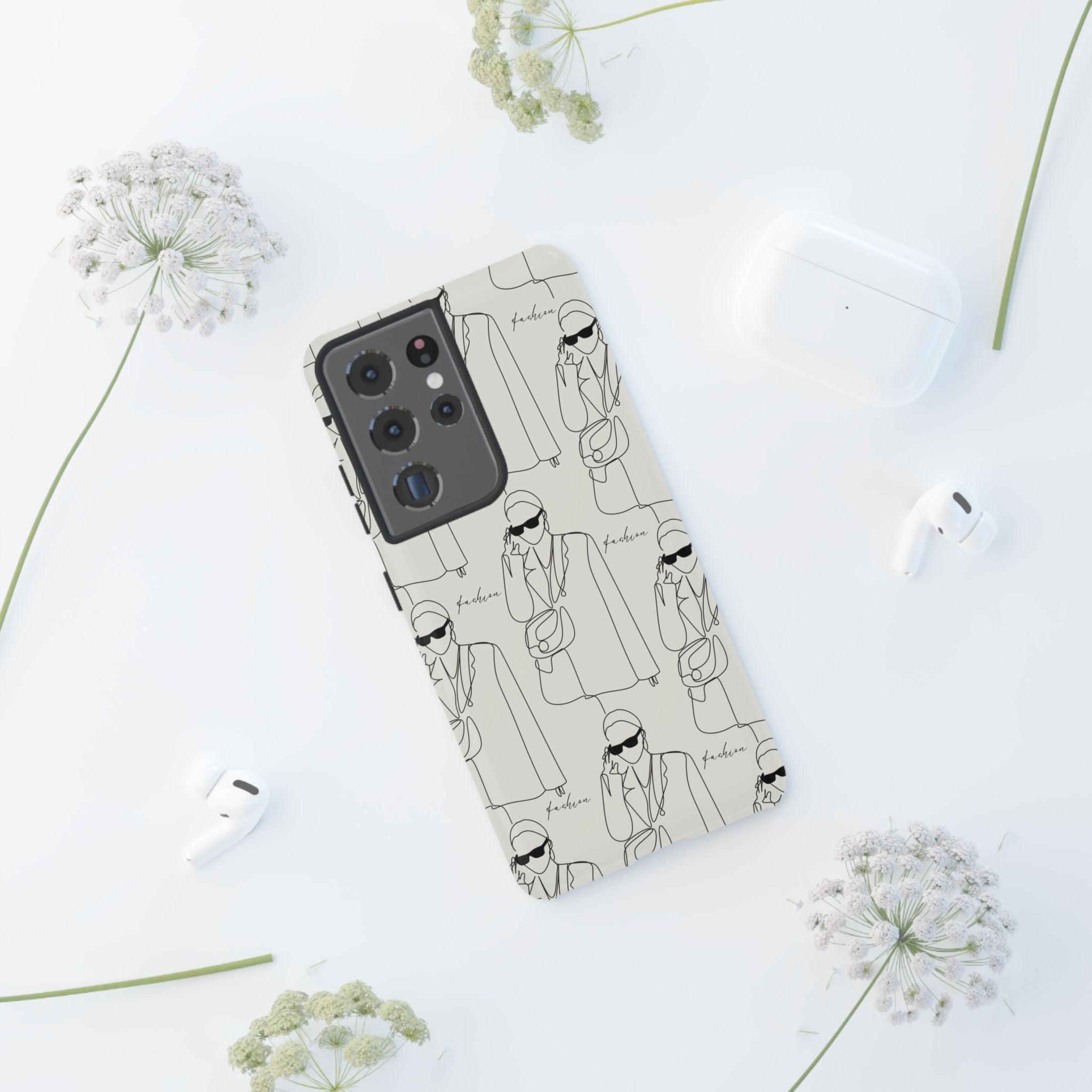 Fashion Sketch Phone Case — Minimalist Chic Designer Pattern