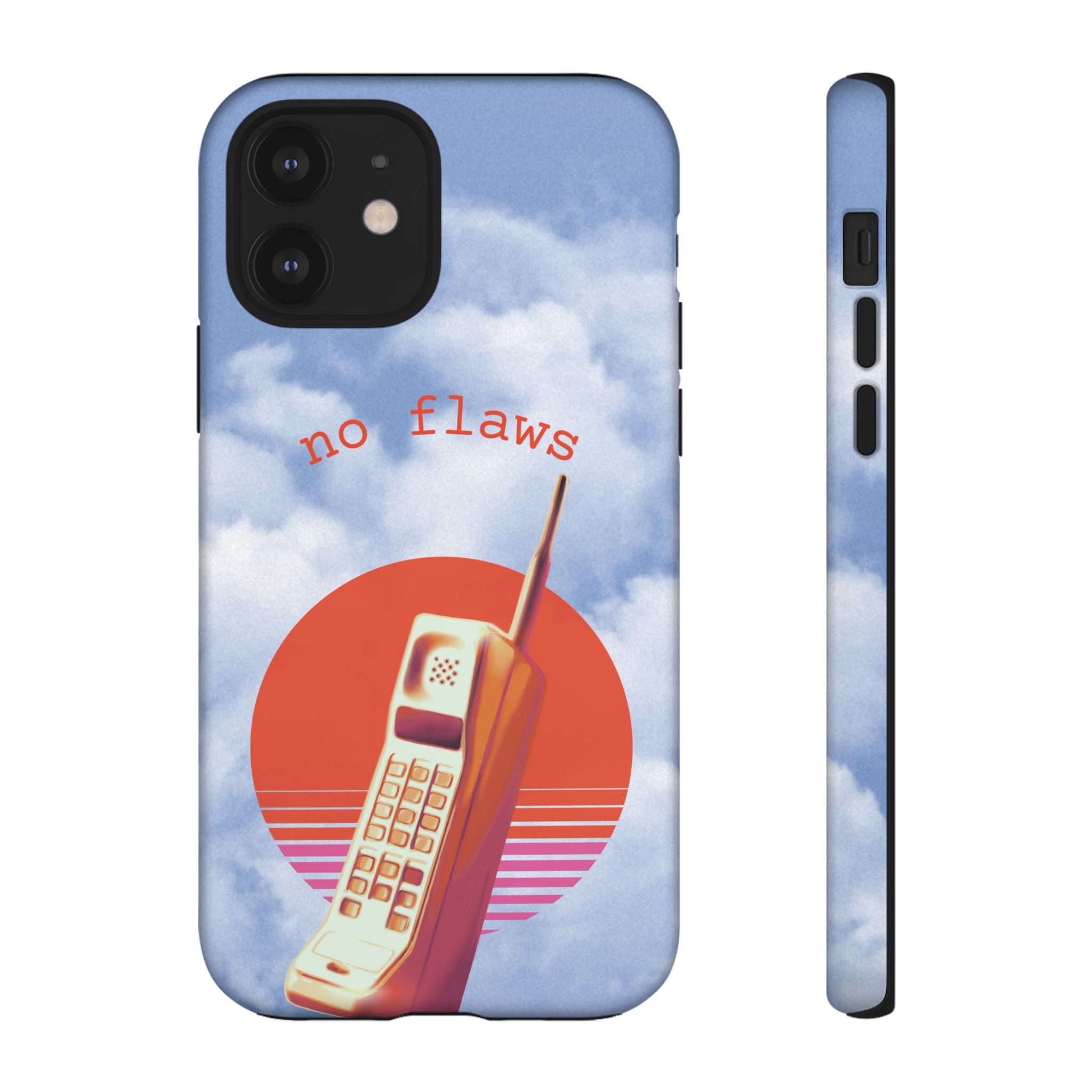 Retro “No Flaws” Phone Tough Case — Vintage 90s Aesthetic Protective Phone Case