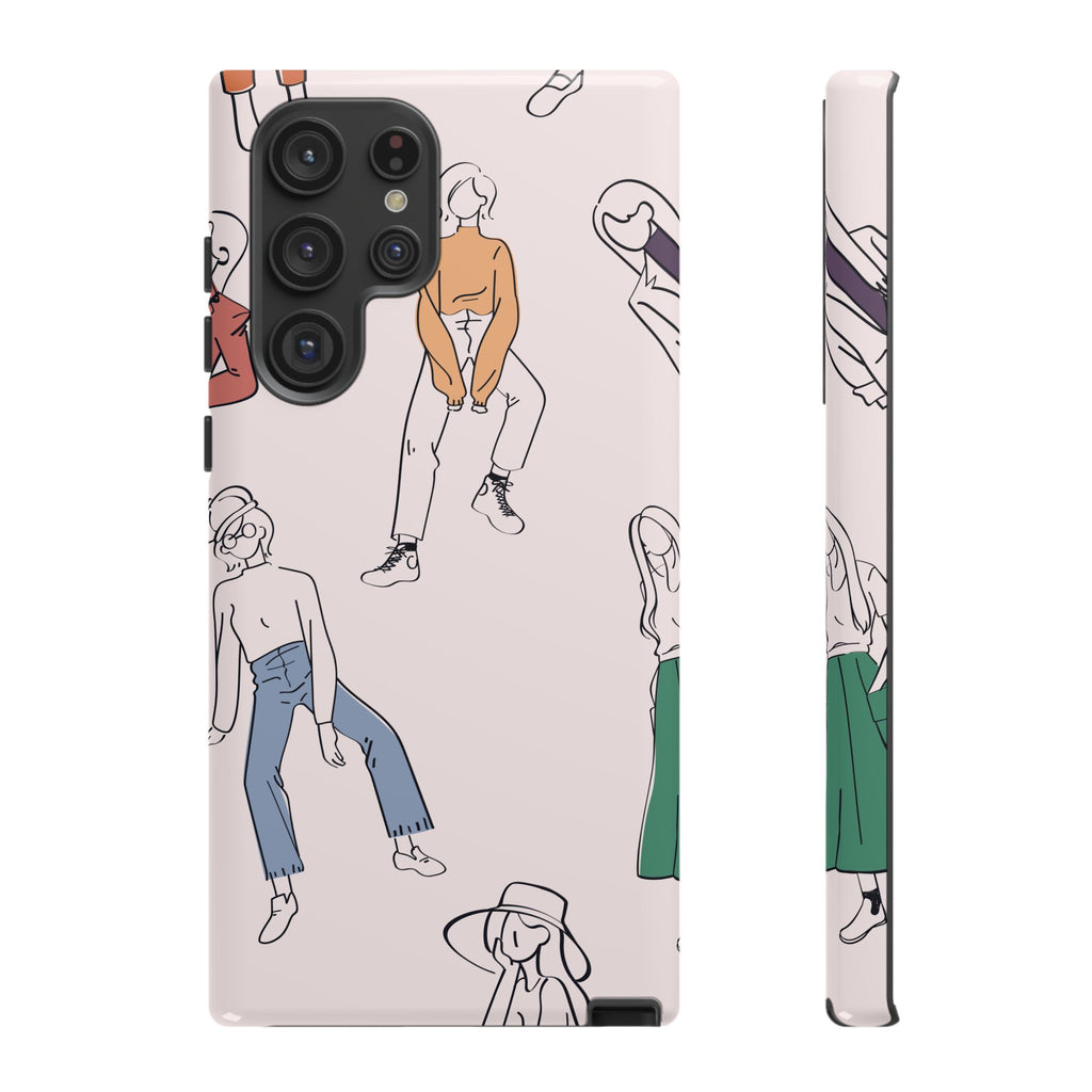 Dancing Women Pattern Phone Case — Chic Pastel Protective Phone Cover