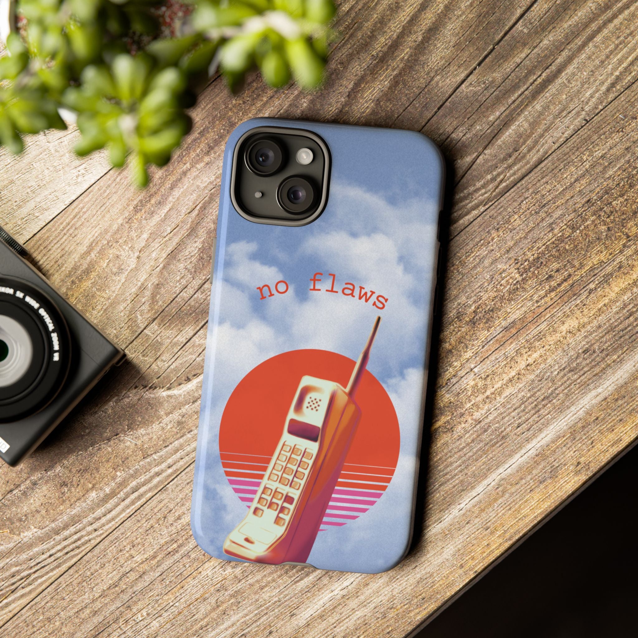 Retro “No Flaws” Phone Tough Case — Vintage 90s Aesthetic Protective Phone Case