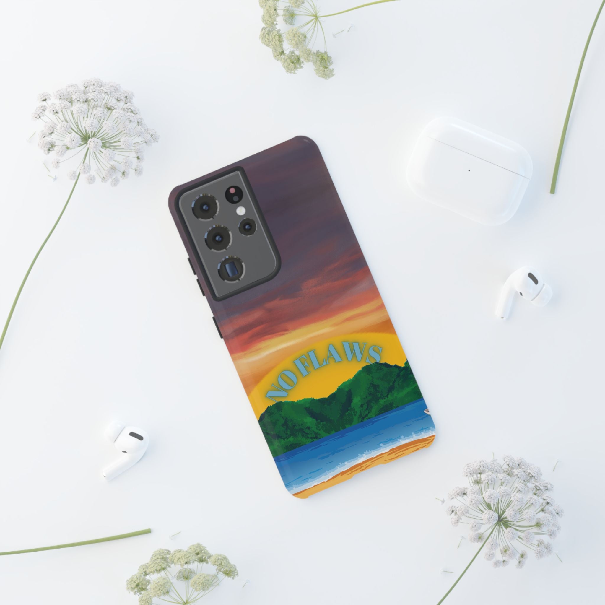 Sunset 'No Flaws' Tough Phone Case — Tropical Beach Protective Cover