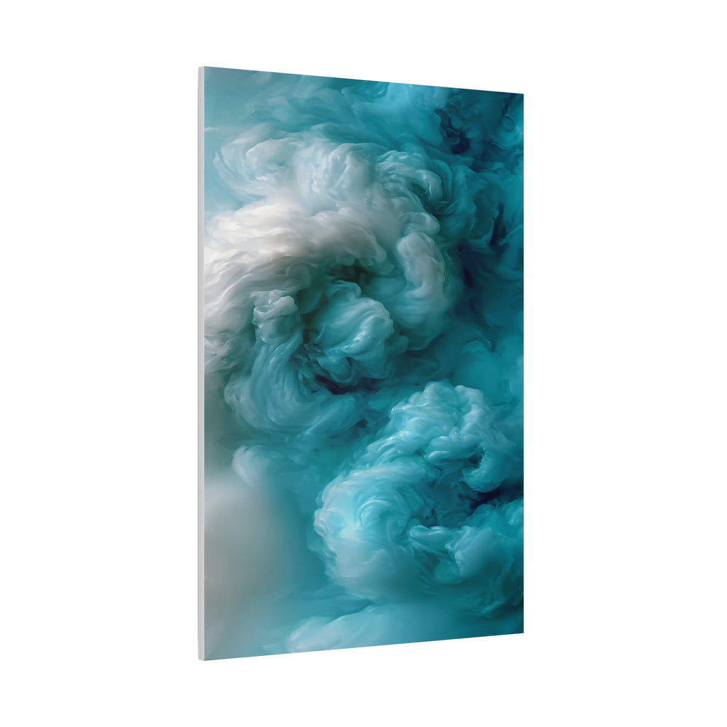 Teal Cloudscape Matte Canvas Print — Abstract Oceanic Wall Art (Stretched)
