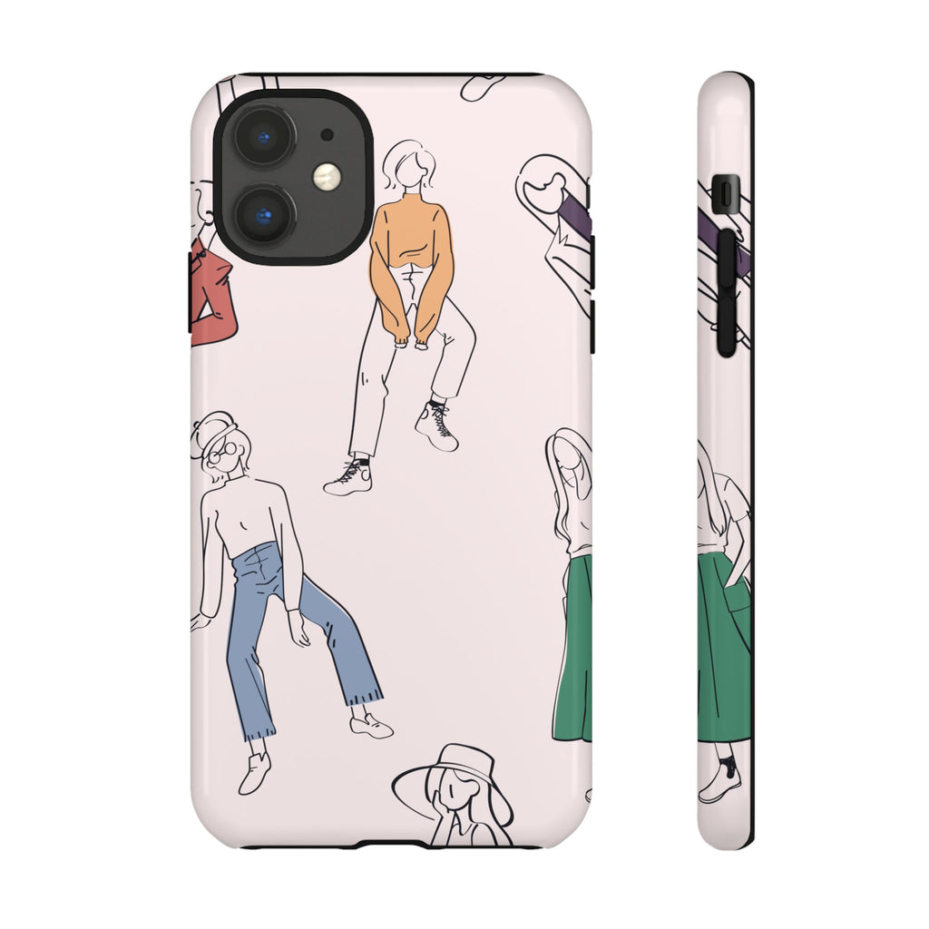 Dancing Women Pattern Phone Case — Chic Pastel Protective Phone Cover