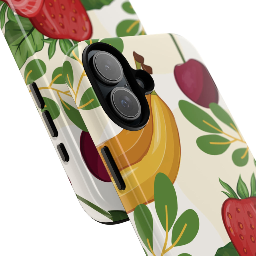 Fruit Pattern Tough Case — Floral Strawberry & Banana Phone Cover
