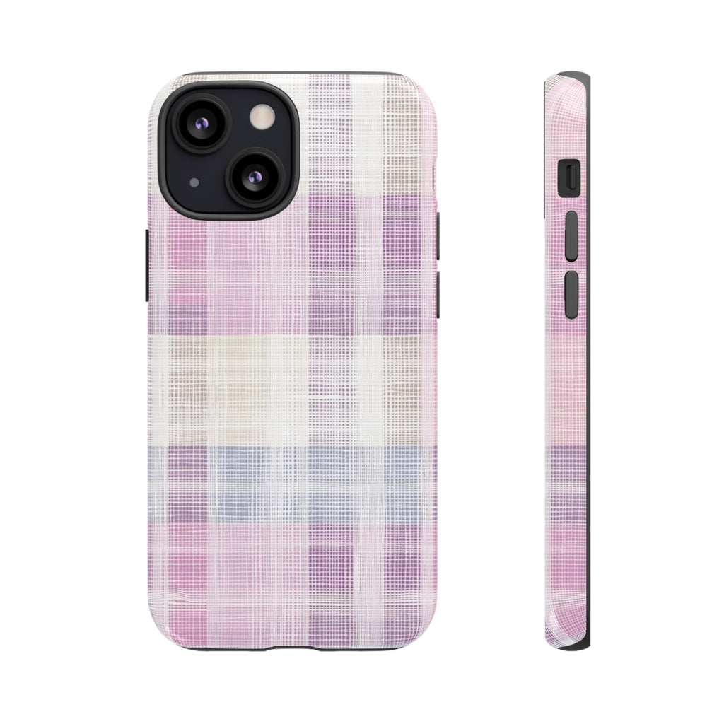Pink Plaid Phone Case, Trendy Accessories, Birthday, Everyday Use, Tough Cases