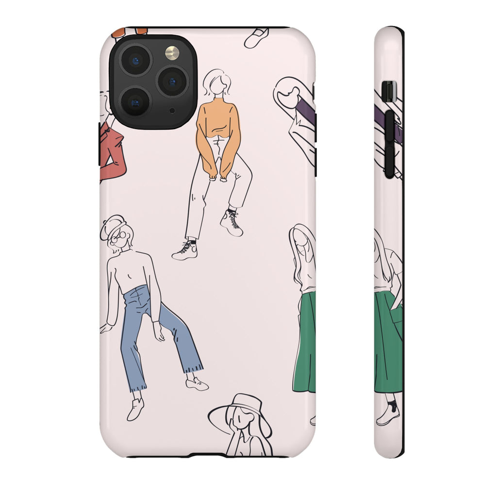 Dancing Women Pattern Phone Case — Chic Pastel Protective Phone Cover