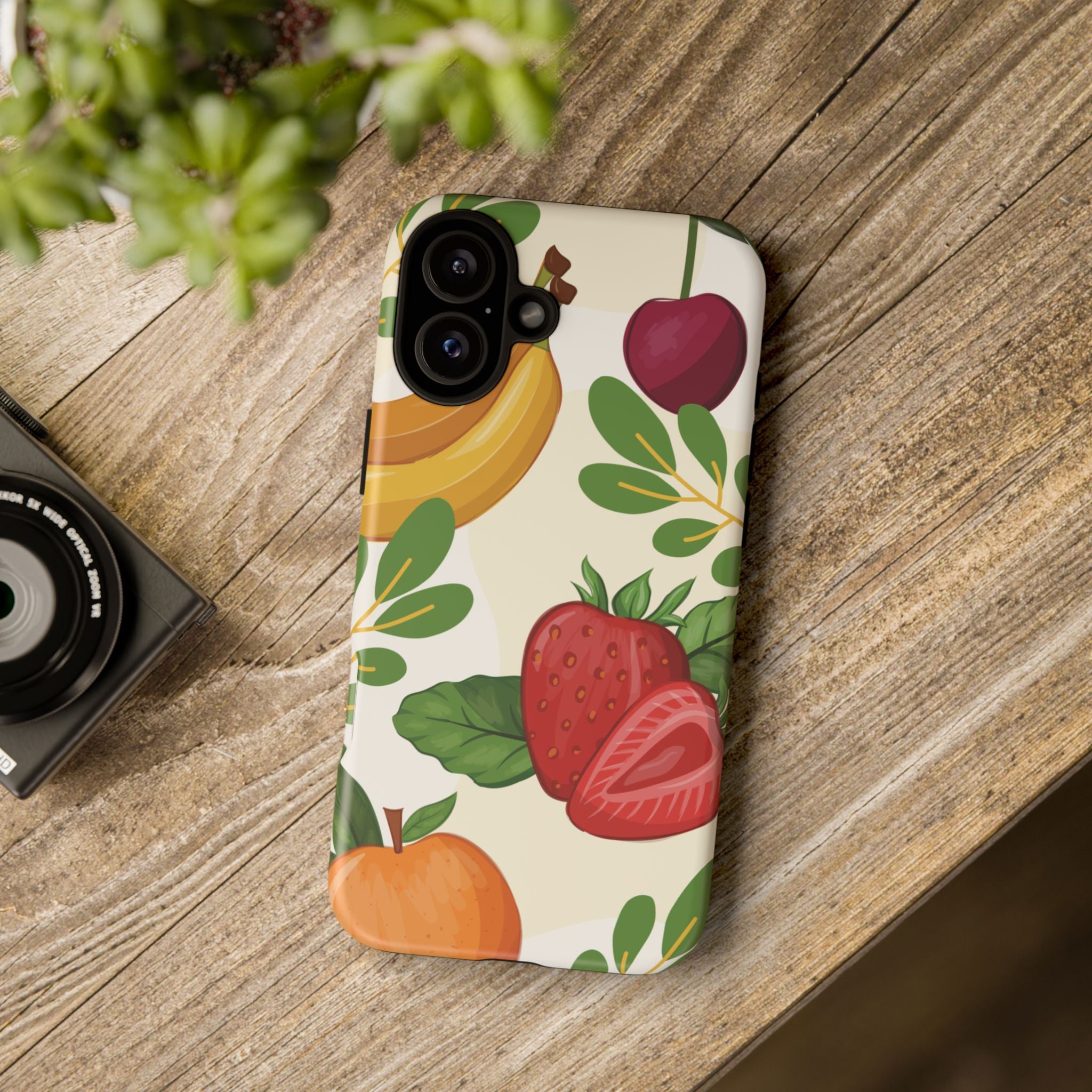 Fruit Pattern Tough Case — Floral Strawberry & Banana Phone Cover