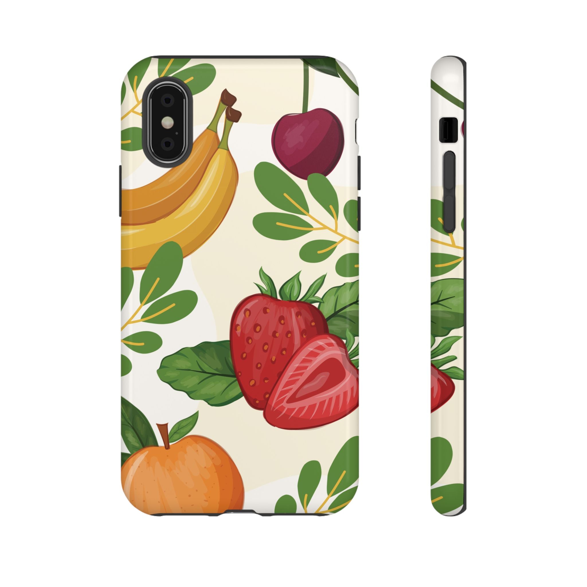 Fruit Pattern Tough Case — Floral Strawberry & Banana Phone Cover