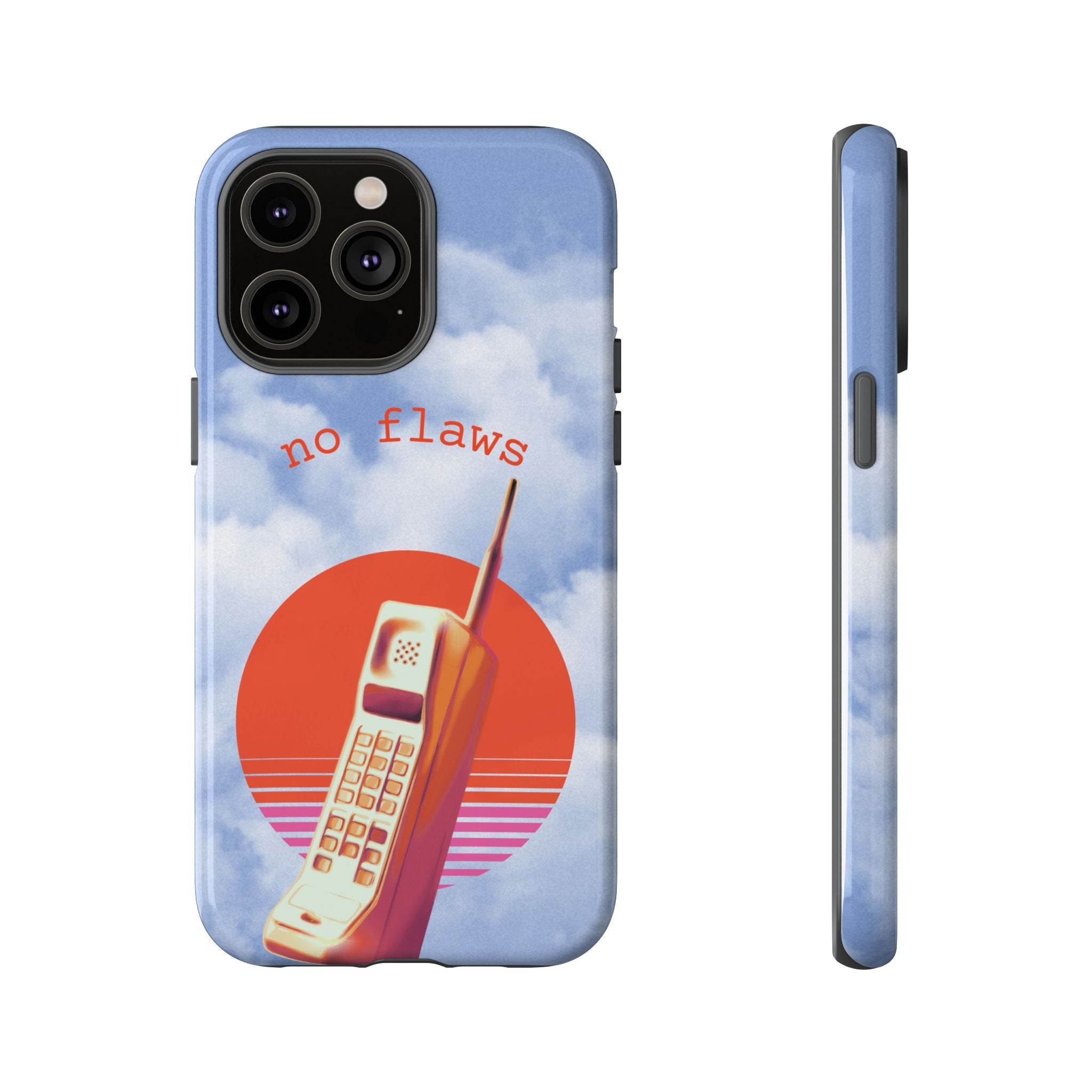 Retro “No Flaws” Phone Tough Case — Vintage 90s Aesthetic Protective Phone Case