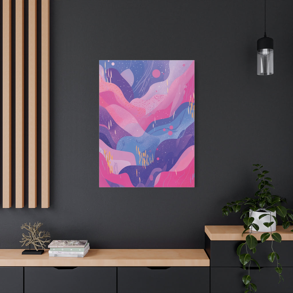 Pink Purple Abstract Wave Matte Canvas Wall Art - 1.25"