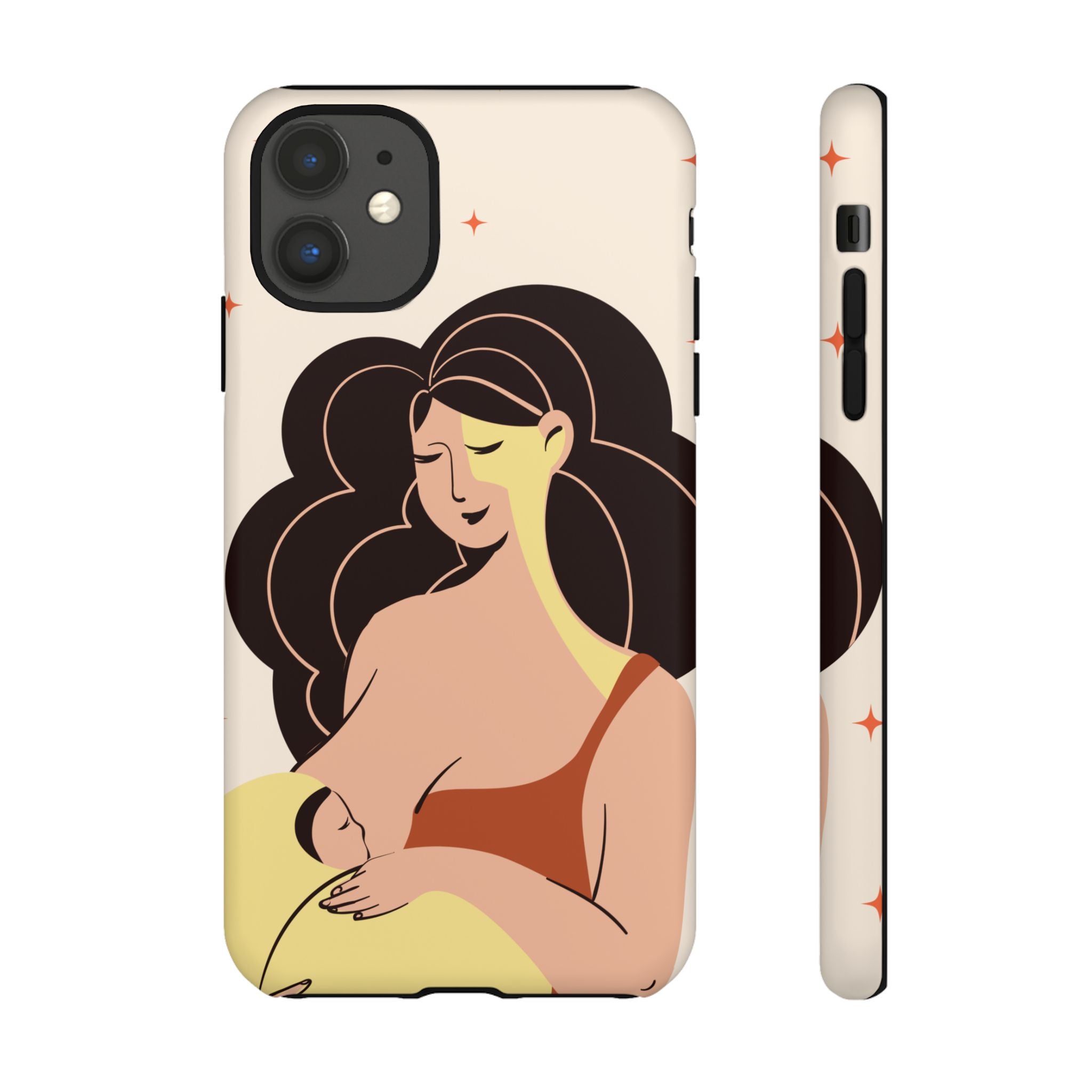 Mother Nursing Baby Illustration, Soft Pastel Mom & Child Protective Cover