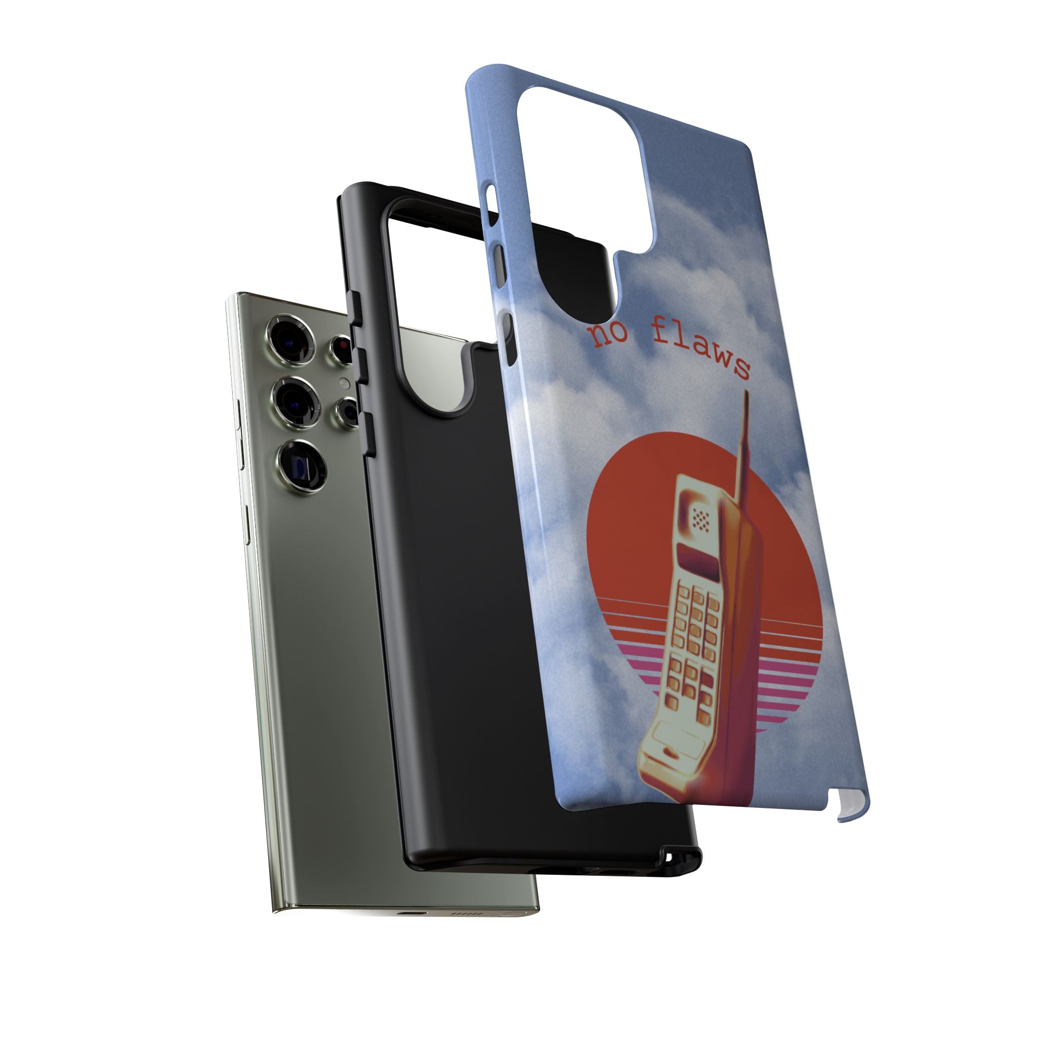Retro “No Flaws” Phone Tough Case — Vintage 90s Aesthetic Protective Phone Case