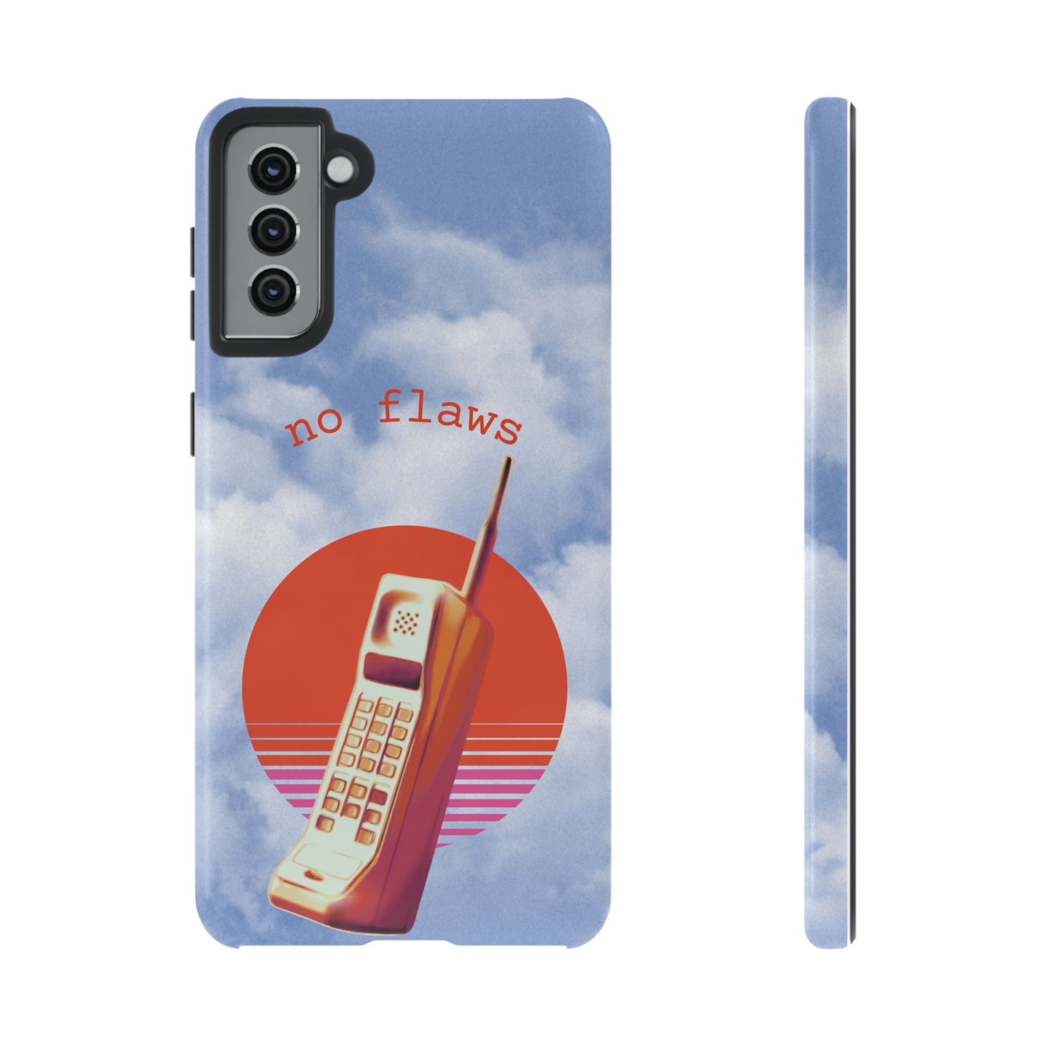 Retro “No Flaws” Phone Tough Case — Vintage 90s Aesthetic Protective Phone Case