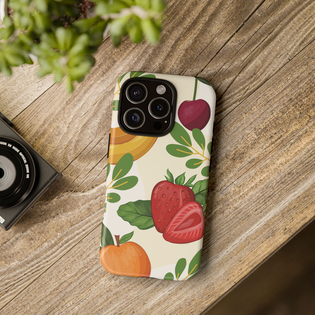 Fruit Pattern Tough Case — Floral Strawberry & Banana Phone Cover