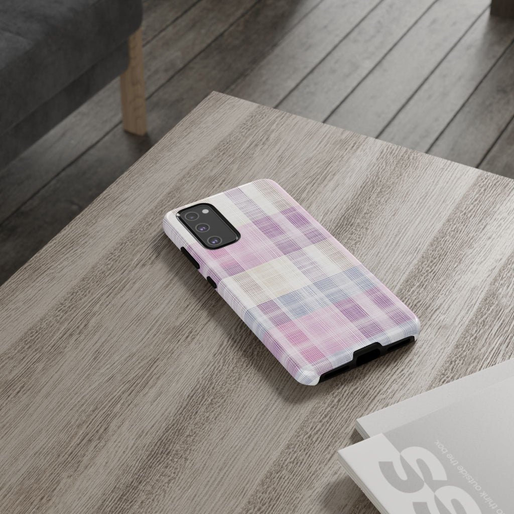 Pink Plaid Phone Case, Trendy Accessories, Birthday, Everyday Use, Tough Cases