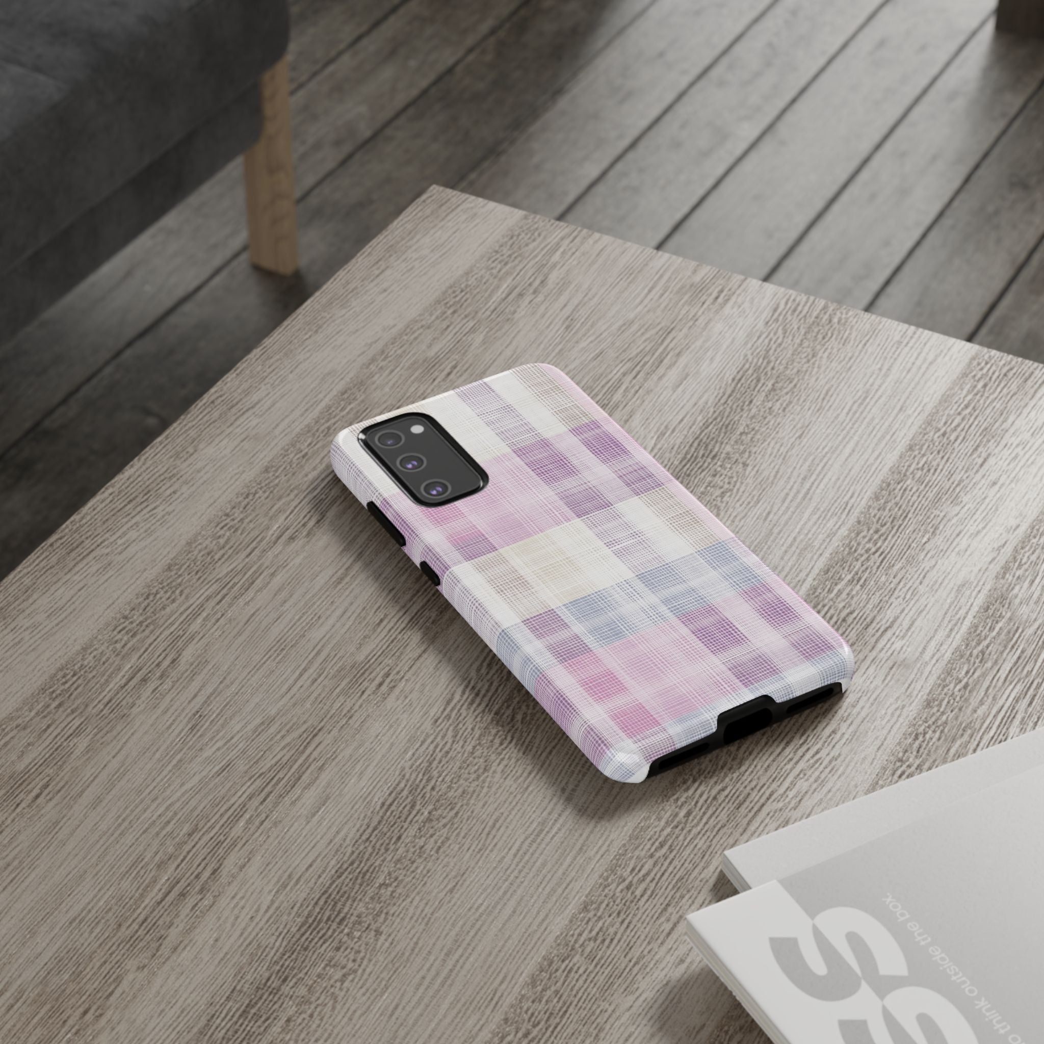 Pink Plaid Phone Case, Trendy Accessories, Birthday, Everyday Use, Tough Cases