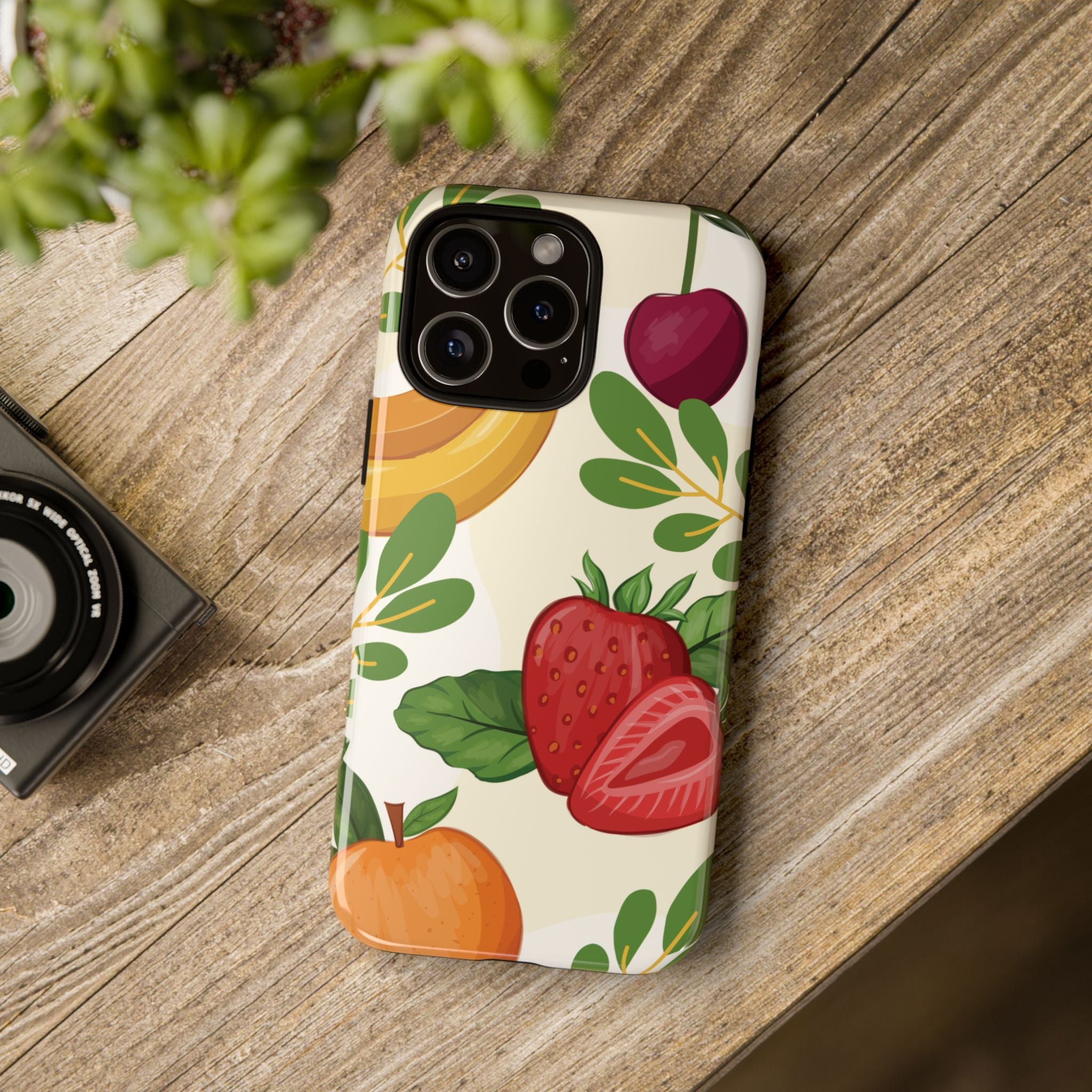 Fruit Pattern Tough Case — Floral Strawberry & Banana Phone Cover