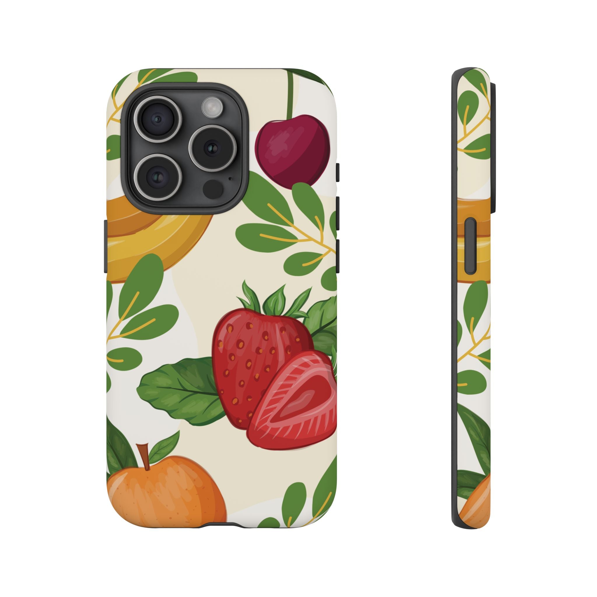 Fruit Pattern Tough Case — Floral Strawberry & Banana Phone Cover