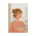 Portrait Canvas Print — Charming Woman Illustration Matte Stretched Wall Art