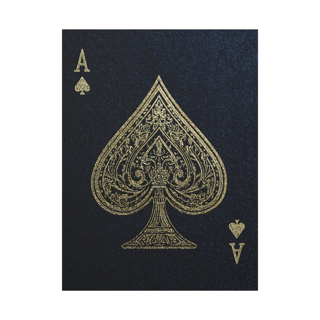 Ace of Spades Gold Foil Canvas Art – Playing Card Wall Decor