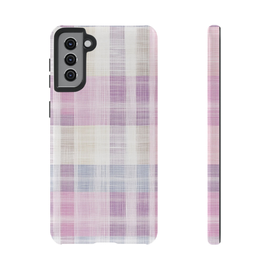 Pink Plaid Phone Case, Trendy Accessories, Birthday, Everyday Use, Tough Cases
