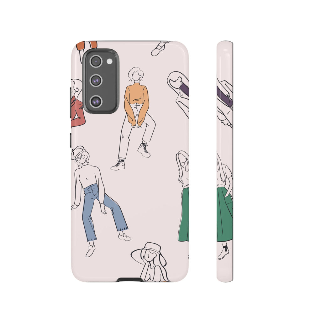 Dancing Women Pattern Phone Case — Chic Pastel Protective Phone Cover