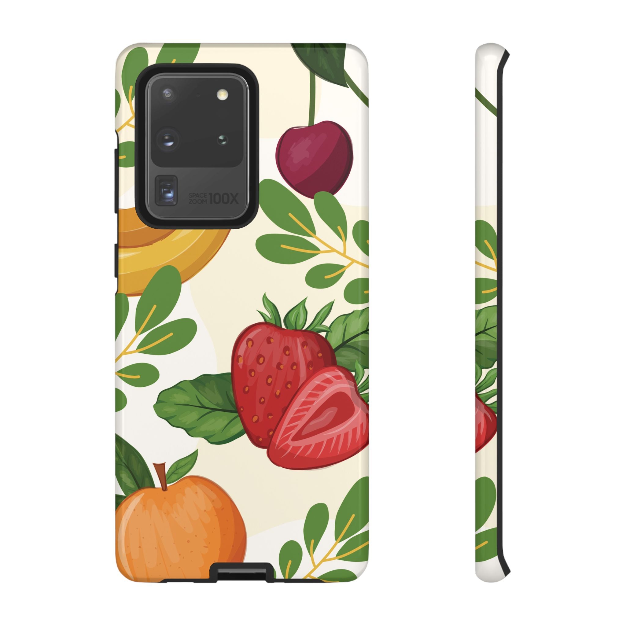 Fruit Pattern Tough Case — Floral Strawberry & Banana Phone Cover